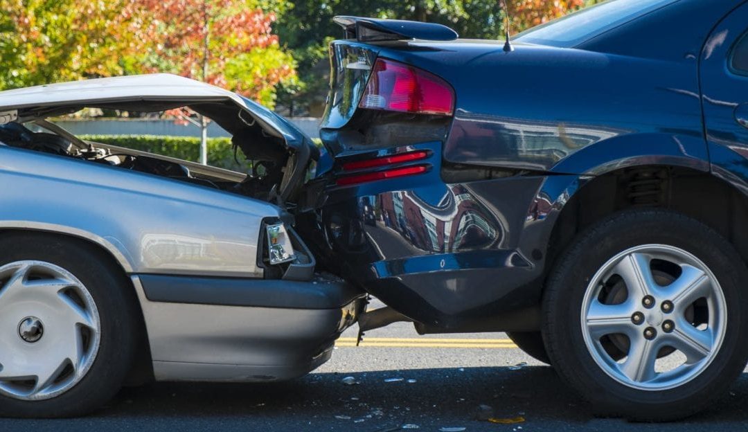 Car hitting rear of another car